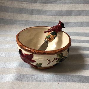 Sonoma Knollwood Dip Mix Set Includes Bowl & Knife Cardinal & Other Birds